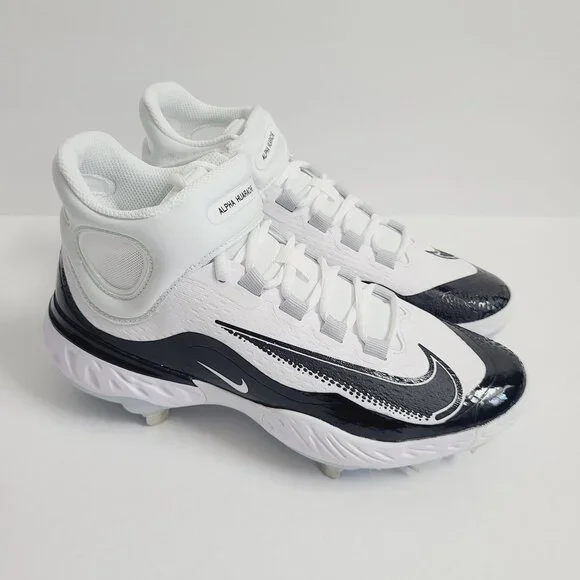 NEW Nike Alpha Huarache Elite 4 Mid Baseball Cleats FD2744-101 Size 8 White Blac - Picture 3 of 7
